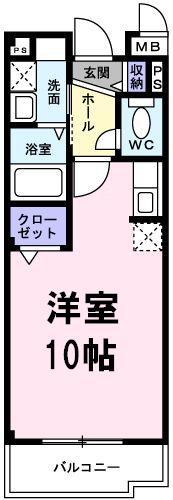 プリムローズ Ⅱ(ワンルーム/1階)の間取り写真