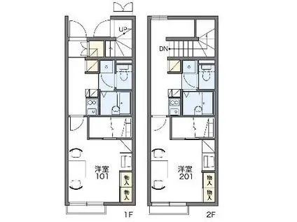 レオパレス陽光 茂原1(1K/2階)の間取り写真