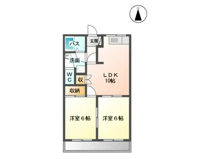 エバーウィン(2LDK/1階)の間取り写真