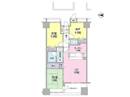 ラフィーネデュオ(2SLDK/8階)の間取り写真