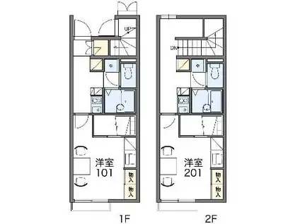 レオパレスカモミール(1K/1階)の間取り写真