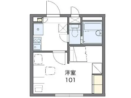 レオパレスイースト成瀬(1K/2階)の間取り写真