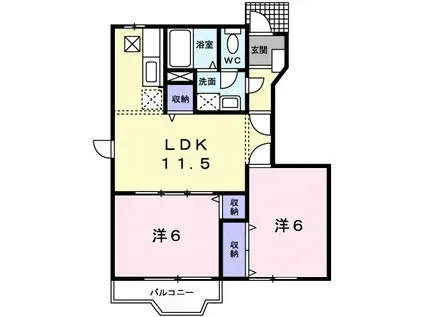 石井ハイツⅢ(2LDK/1階)の間取り写真