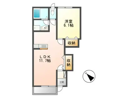 ベル・グラース(1LDK/1階)の間取り写真