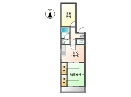 シャルマンパレスUⅡ(2DK/1階)の間取り写真