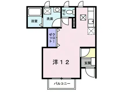 シャン・ド・フルール(ワンルーム/1階)の間取り写真