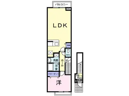 プラタエムⅡ(1LDK/2階)の間取り写真