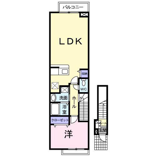 プラタエムⅡ(1LDK/2階)の間取り写真