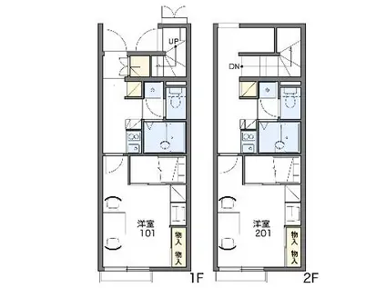 レオパレスサンライズ(1K/1階)の間取り写真