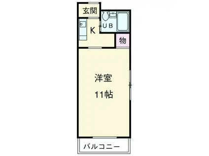 CHISANクロスロード鷹匠(1K/2階)の間取り写真