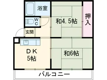 レジデンス永田(2DK/4階)の間取り写真