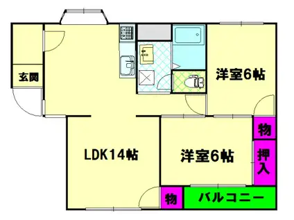マンション和泉(2LDK/1階)の間取り写真
