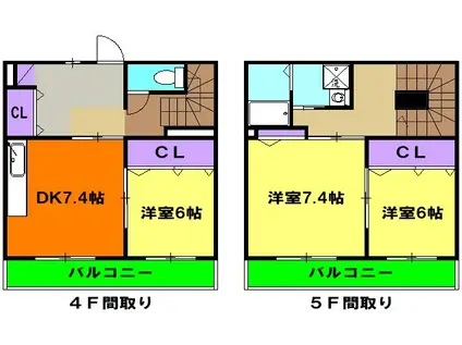 GRAND MAISON 葵(3DK/4階)の間取り写真