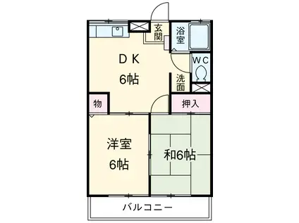 エミールB(2DK/1階)の間取り写真