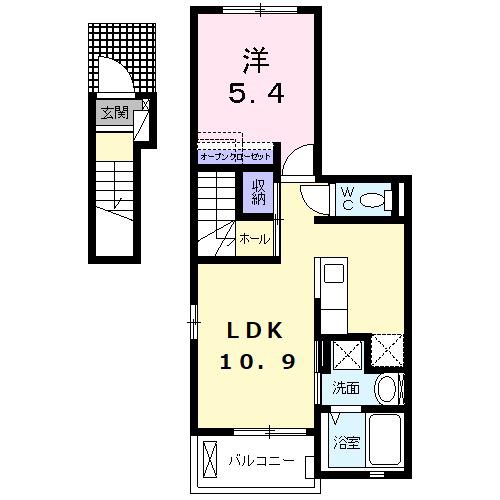 セレーノ モチヅキⅡ(1LDK/2階)の間取り写真