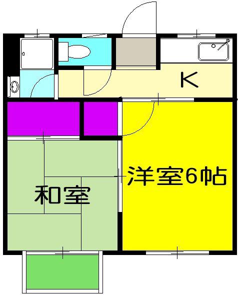 人宿町コーポラス(2K/3階)の間取り写真
