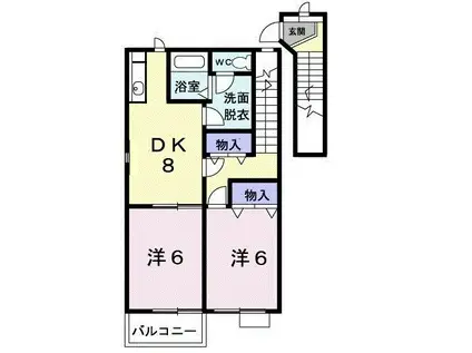 サニ-・ファウンテンⅡ(2DK/2階)の間取り写真