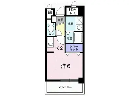 エレガンラルジュⅡ(ワンルーム/4階)の間取り写真