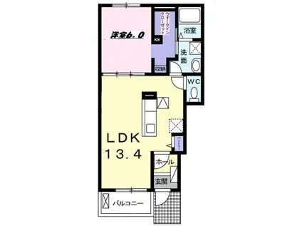 ディアコート Ⅰ(1LDK/1階)の間取り写真