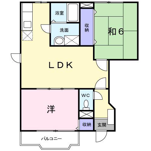 ソフィーナひがし野Ⅱ(2LDK/1階)の間取り写真