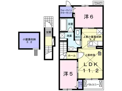ヴェスタ(2LDK/2階)の間取り写真