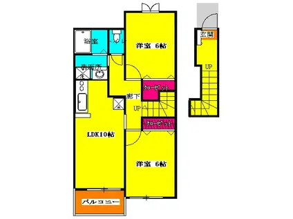 レインボーガーデンΒ(2LDK/2階)の間取り写真