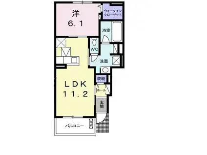 モンテルシールⅡB(1LDK/1階)の間取り写真