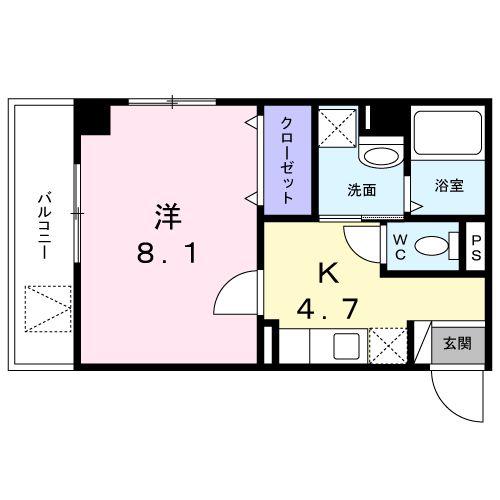 ライゼイヅミヤⅠ(1K/2階)の間取り写真