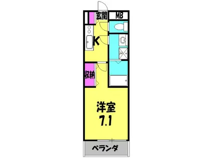 ラフィーネ(1K/2階)の間取り写真