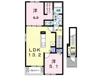 サン・レコルトⅠ(2LDK/2階)の間取り写真