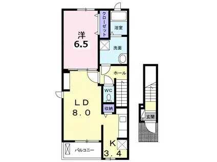 モンテルシールⅢ(1LDK/2階)の間取り写真