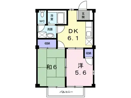 ニューシティウエストA棟(2DK/2階)の間取り写真