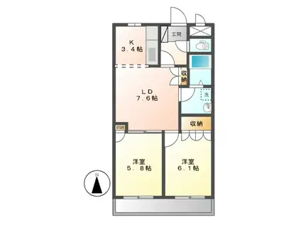 ヴァレーレ(2LDK/1階)の間取り写真