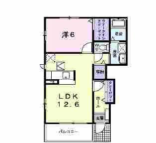 インプレイスメゾンⅢ(1LDK/1階)の間取り写真