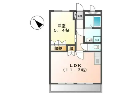 シャンティ(1LDK/2階)の間取り写真