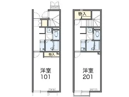 レオネクストラ ファミーユ(1K/2階)の間取り写真