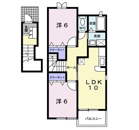 アルドーレⅢ(2LDK/2階)の間取り写真