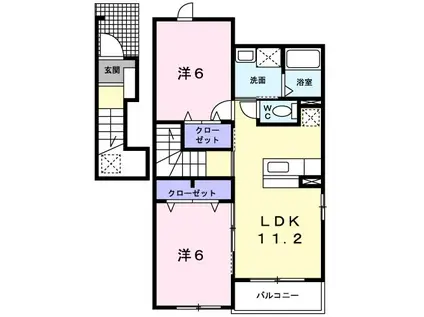ノ-ス ブリッサⅡ(2LDK/2階)の間取り写真