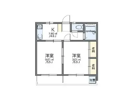 レオパレス大宮第19(2K/2階)の間取り写真