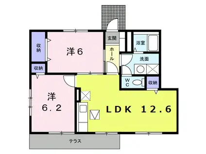 メイプルⅡ(2LDK/1階)の間取り写真