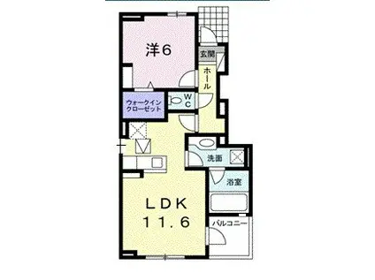 ハクサンジョⅢ(1LDK/1階)の間取り写真