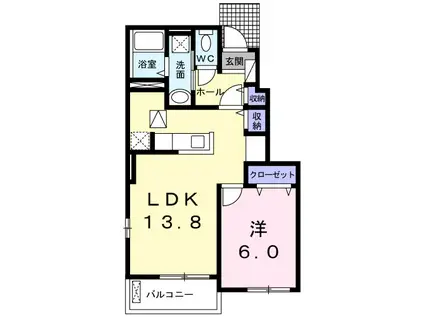 オナダ・ファミリアⅡ(1LDK/1階)の間取り写真