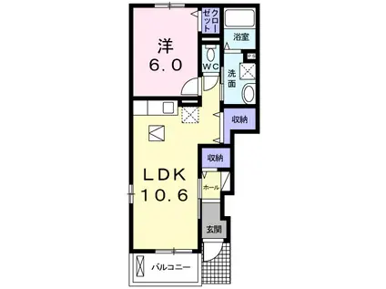 エヴァーグリーンⅡ(1LDK/1階)の間取り写真