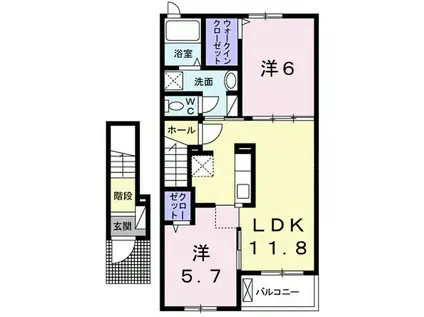 ベレット万願寺Ⅱ(2LDK/2階)の間取り写真
