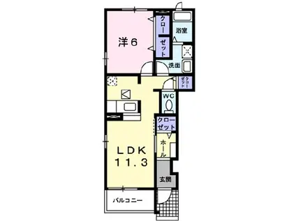 ラソ・ヒメーノⅡ(1LDK/1階)の間取り写真