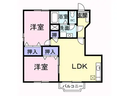 スターブル松ヶ瀬B(2LDK/1階)の間取り写真
