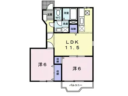 スターブル松ヶ瀬C(2LDK/1階)の間取り写真