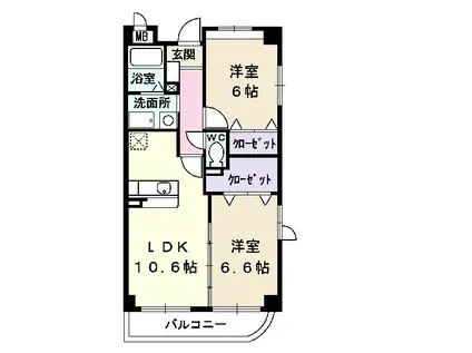 クラシオンⅠ(2LDK/5階)の間取り写真