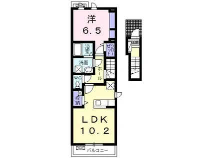 ヴァンベール中味鋺Ⅱ(1LDK/2階)の間取り写真