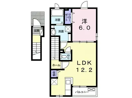 LUMIUS(1LDK/2階)の間取り写真